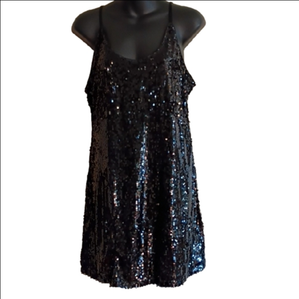 Allegra K Shimmering Black Sequin Mini Dress. Size Medium. Perfect For Parties!
